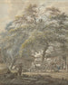 Bauernhof mit zwei Männern, die eine Wiege auf einen von Pferden gezogenen Wagen laden - Vincent Jansz van der Vinne — Ansicht des Kunstwerks