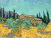 Holzhaus-Cabanas zwischen Olivenbäumen und Zypressen - Vincent van Gogh — Ansicht des Kunstwerks