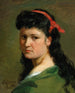 Portrait einer Dame mit rotem Stirnband - Vlaho Bukovac — Ansicht des Kunstwerks