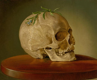 Vojtech Klimkovi - Still Life with a Skull and a ForgetMeNot.webp