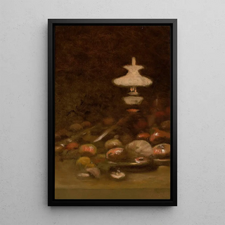 Wadysaw Aleksander Malecki - Oil lamp and fruits.webp