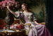 Dame in lila Kleid mit Blumen - Władysław Czachórski — Ansicht des Kunstwerks
