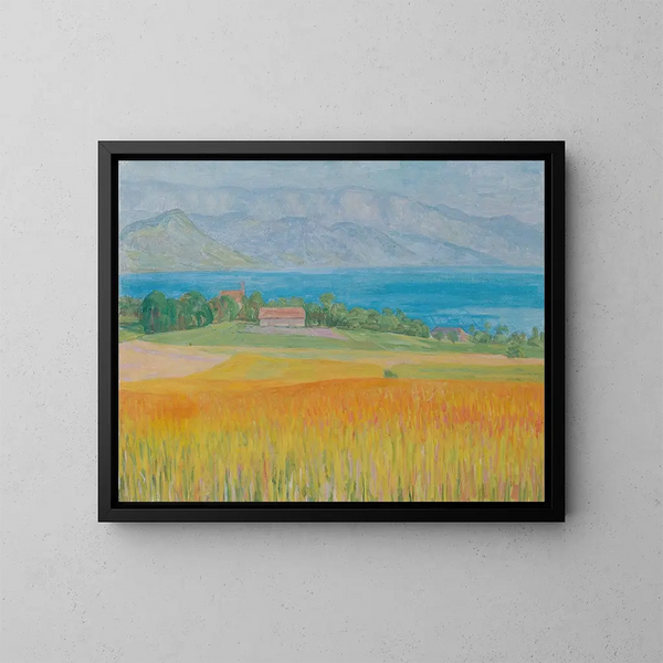 Maisfeld am Ufer des Attersees - Walther Gamerith — gerahmtes Bild an der Wand