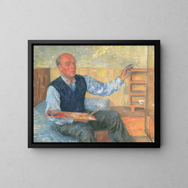 Selbstporträt mit Palette und Pinsel - Walther Gamerith — gerahmtes Bild an der Wand