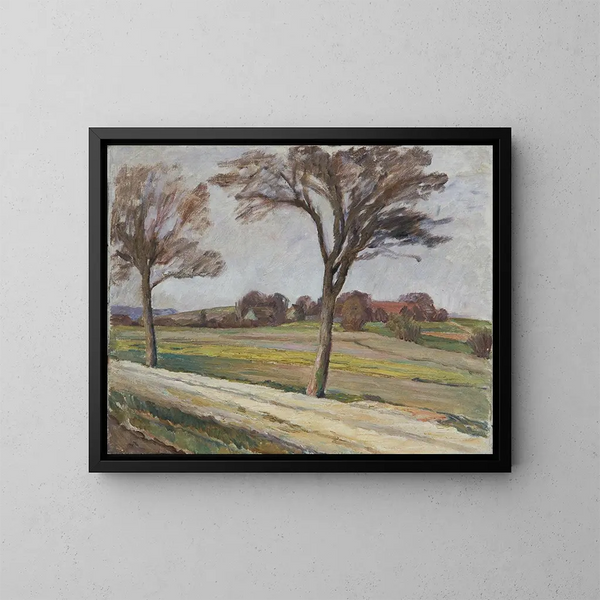 Weg mit Bäumen und Garten - Walther Gamerith — gerahmtes Bild an der Wand