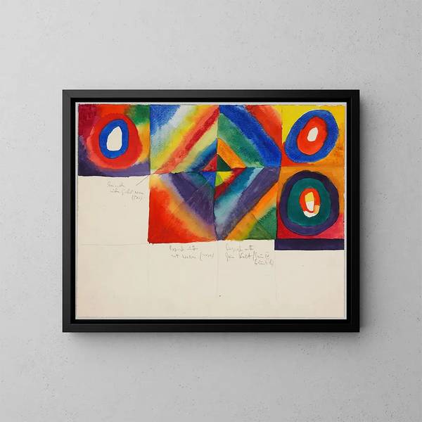 Farbstudien mit Informationen zur Maltechnik - Wassily Kandinsky — gerahmtes Bild an der Wand