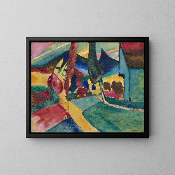 Landschaft mit zwei Pappeln - Wassily Kandinsky — gerahmtes Bild an der Wand