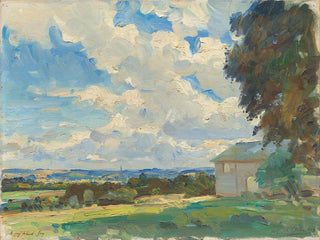 Wilfrid Gabriel de Glehn - Salisbury cathedral from a field above Wilton.webp