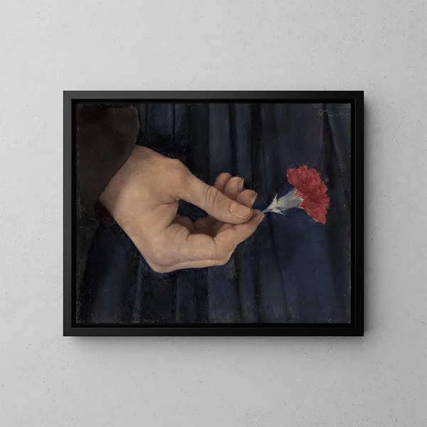 Rechte Hand des Mädchens mit der Nelke - Wilhelm Leibl — gerahmtes Bild an der Wand