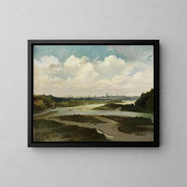 Vallée de l'Isar avec vue sur Munich - Wilhelm Lichtenheld — gerahmtes Bild an der Wand