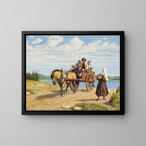 Parti de Leksand avec des dalécarliens en excursion dominicale en calèche - Wilhelm Marstrand — gerahmtes Bild an der Wand