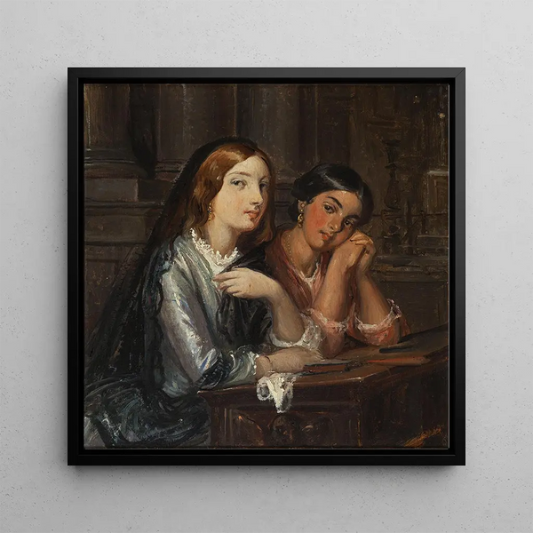 Wilhelm Marstrand - Venetian women in a church outline for a painting with the same title 1854.webp