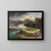 Ein weites Flusslandschaft an einem Regentag - Wilhelm Steinfeld — gerahmtes Bild an der Wand