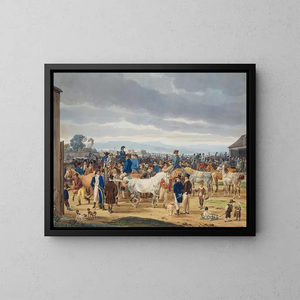 Markt der Pferde - Wilhelm von Kobell — gerahmtes Bild an der Wand