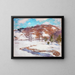 Schneefall in den Ausläufern - Willard Leroy Metcalf — gerahmtes Bild an der Wand