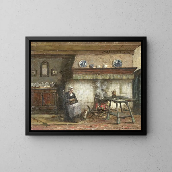 Innenansicht eines Cottages in Scheveningen - Willem Adriaan Alexander Liernur — gerahmtes Bild an der Wand