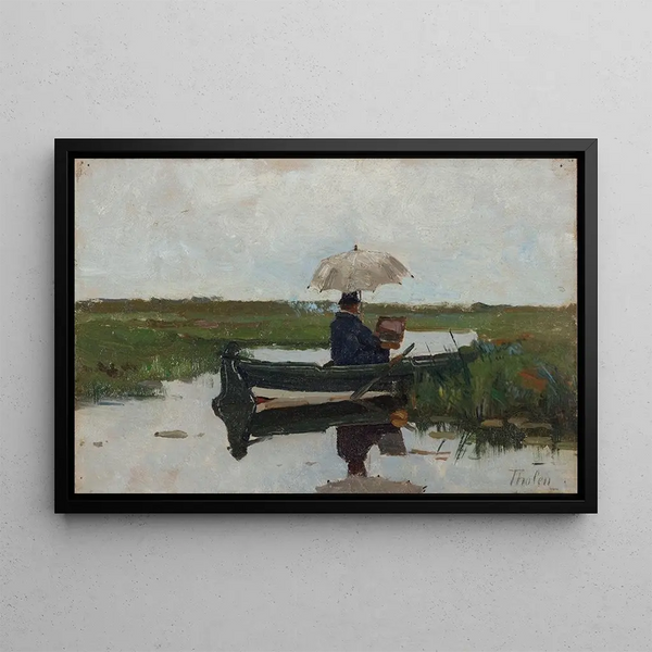 Willem Bastiaan Tholen - A painter at work in a boat possibly the artist Paul Joseph Constantin Gabril.webp