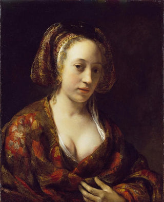 Willem Drost - Young Woman in a Brocade Gown.webp