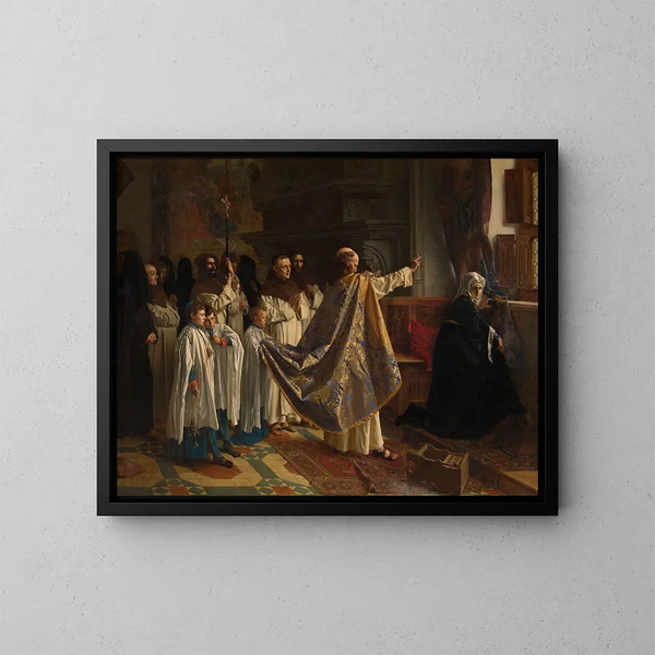 Exorzismus von Jeanne de Castille - Willem Geets — gerahmtes Bild an der Wand