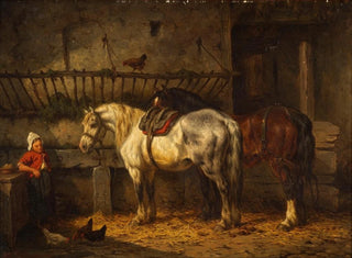 Willem Johan Boogaard - Horses in a stable.webp