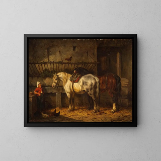 Willem Johan Boogaard - Horses in a stable.webp