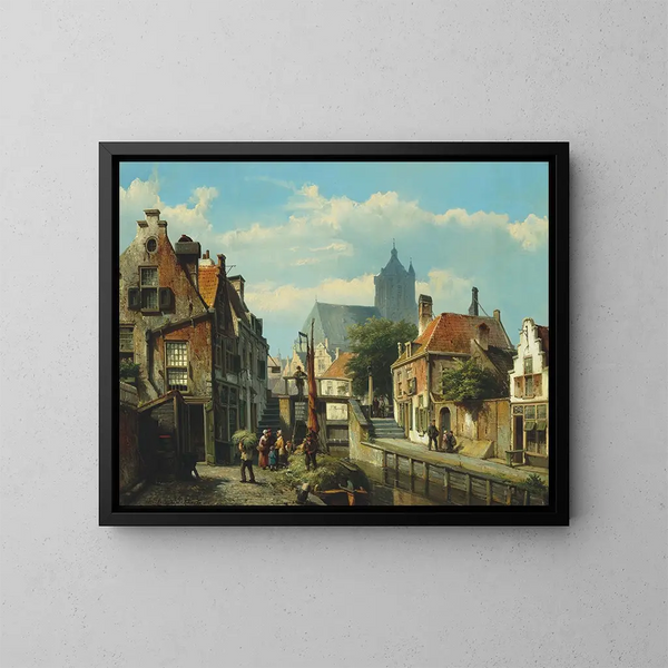 Entladung des Heuschiffes - Willem Koekkoek — gerahmtes Bild an der Wand