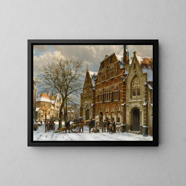 Winterlandschaft in Oudewater - Willem Koekkoek — gerahmtes Bild an der Wand