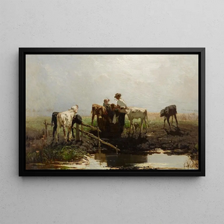 Willem Maris - Calves at a trough.webp