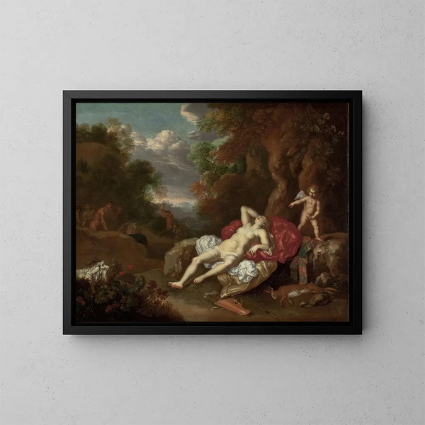 Venus im Schlaf - Willem Van Mieris — gerahmtes Bild an der Wand