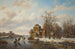 Eisläufer auf einer zugefrorenen Wasserstraße - Willem Vester — Ansicht des Kunstwerks