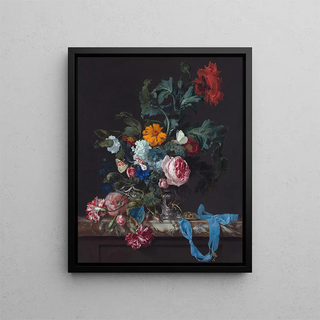 Willem van Aelst - Flower Still Life with a Timepiece.webp