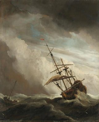 Willem van de Velde the Younger - A Ship on the High Seas Caught by a Squall Known as The Gust.webp