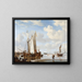eines Wijdschip und eines Kaag in einer Bucht in der Nähe einer Meermauer - Willem van de Velde der Jüngere — gerahmtes Bild an der Wand