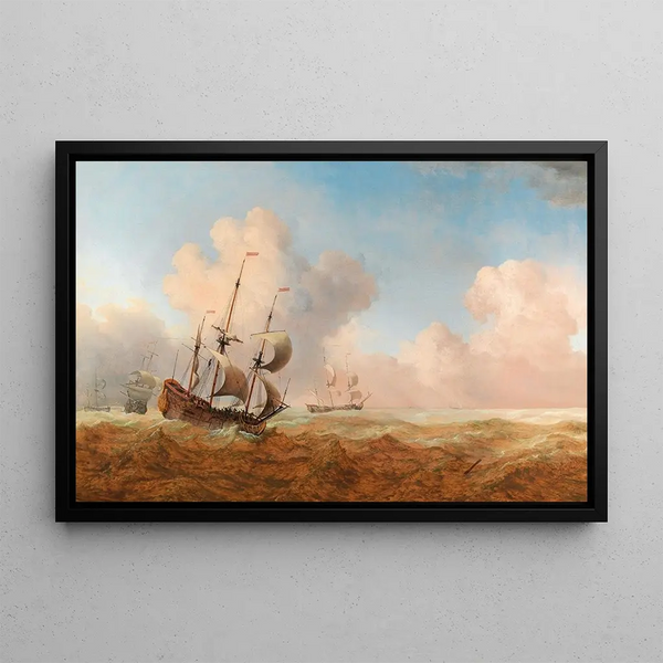 Willem van de Velde the Younger - An English manowar in choppy waters.webp