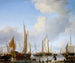 Ein ruhiges Segelboot vor der Küste mit vielen anderen Schiffen - Willem van de Velde der Jüngere — Ansicht des Kunstwerks