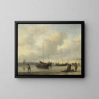 Willem van de Velde the Younger - Fishing Boats on Shore The Shore Unloading a Fishing Smack.webp
