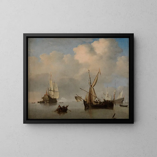 Willem van de Velde the Younger - Mer calme deux petits cabotiers nerlandais  lancre bordbord Marine.webp