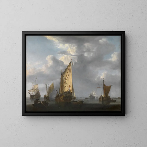 Der Kanonenschuss - Willem van de Velde der Jüngere — gerahmtes Bild an der Wand