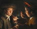 Ein Mann, der raucht, und ein anderer Mann, der bei Kerzenlicht isst - Willem van der Vliet — Ansicht des Kunstwerks