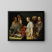 Ein Gelehrter in seinem Arbeitszimmer mit maskierten Figuren, möglicherweise eine Allegorie - Willem van der Vliet — gerahmtes Bild an der Wand