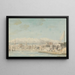 Ansicht der Hafenstadt mit Mast auf der rechten Seite, Blick auf das Meer - Willey Reveley — gerahmtes Bild an der Wand