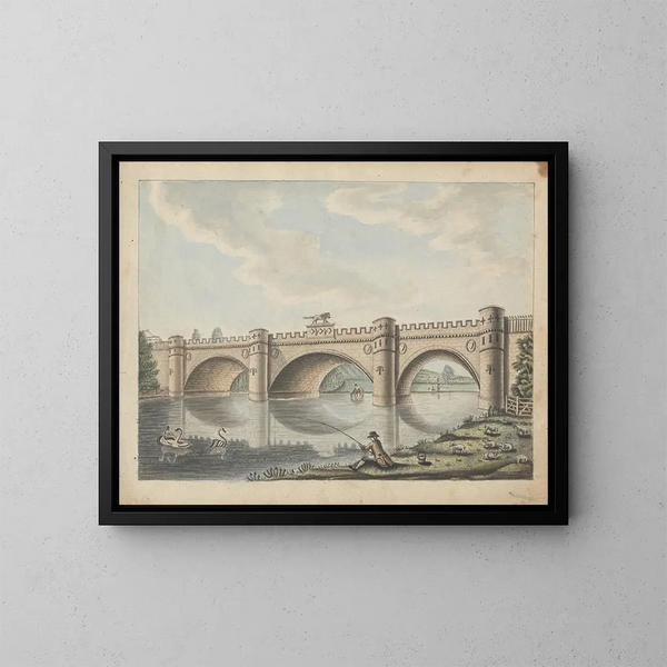 Pont au château d'Alnwick, Northumberland - William Beilby — gerahmtes Bild an der Wand