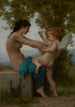 Eine junge Frau, die sich gegen Eros verteidigt - William Bouguereau — Ansicht des Kunstwerks