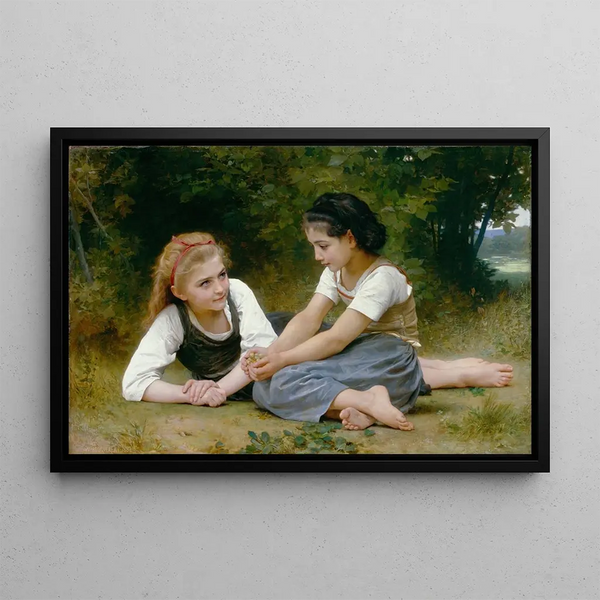 Die Nussknackerinnen - William Bouguereau — gerahmtes Bild an der Wand