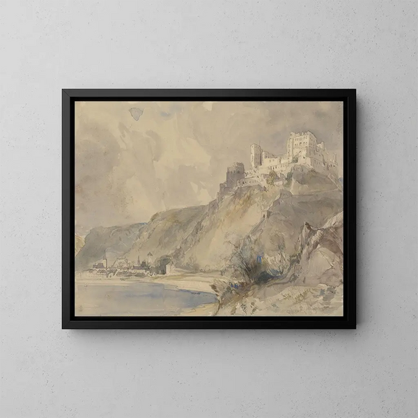 Rheinfels und Saint-Goar - William Callow — gerahmtes Bild an der Wand