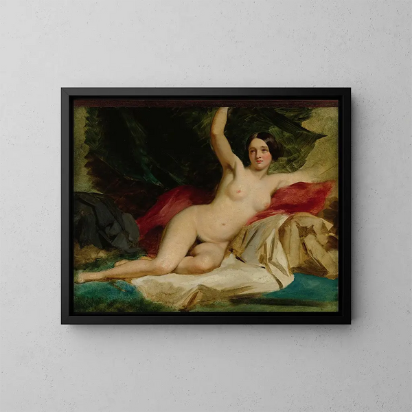Nacktes weibliches liegend - William Etty — gerahmtes Bild an der Wand