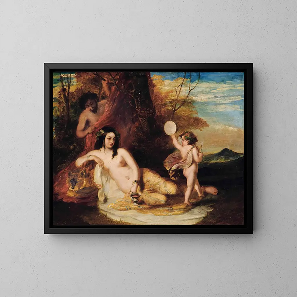 Satyre espionnant une nymphe allongée - William Etty — gerahmtes Bild an der Wand