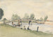 eines rustikalen Brücke an der Themse, Fischer am Ufer - William Evans d'Eton — Ansicht des Kunstwerks