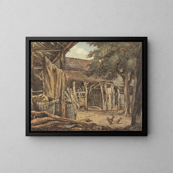 Eine Hofszene - William Henry Hunt — gerahmtes Bild an der Wand