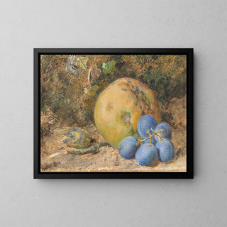 William Henry Hunt - An Apple Grapes and a Hazelnut on a Mossy Bank.webp